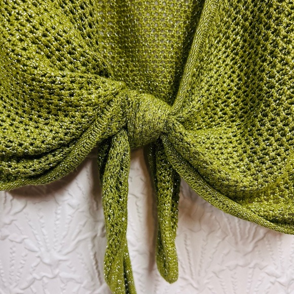 Future Collective Alani Noelle Green Knit Tie-Front Sweater - Picture 4 of 7